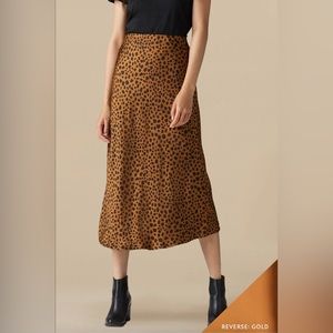 Reversible Satin Midi Skirt